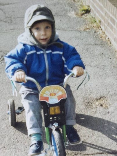 child on first bike